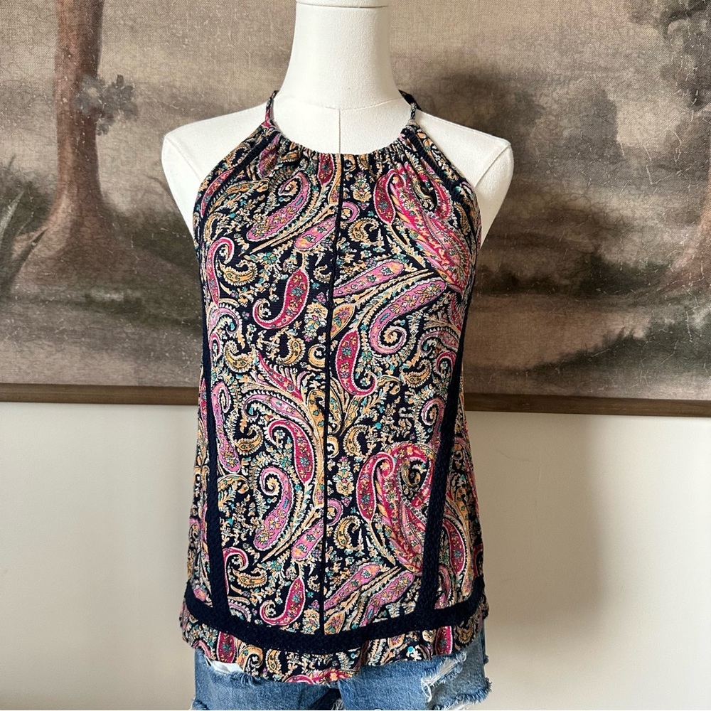 Lucky Brand Multicolor Paisley Halter Top
